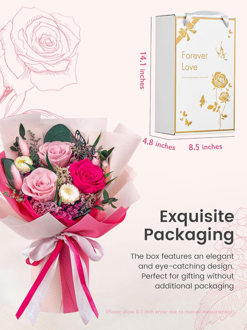 Lovengift™ Forever Rose Bouquet – Hot Pink Preserved Roses for Her